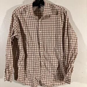 Banana Republic Tan Plaid Button Up Cotton Long‎ Sleeve Shirt